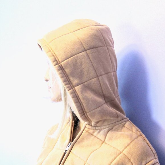 TNA COZY BOYFRIEND BROWN QUILTED CROPPED JACKET HOOD POCKETS 2XS - Picture 6 of 8